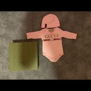 GUCCI Pink 3 Piece Babysuit Gift Set - 0-3 months